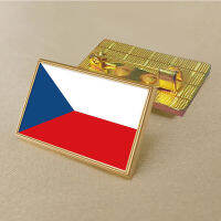 Czech flag pin 2.5*1.5cm zinc alloy die-cast PVC colour coated gold rectangular medallion badge without added resin