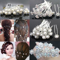 20Pcs ผู้หญิง U-Shaped Pin Barrette คลิป Hairpins จำลอง Pearl เจ้าสาว Tiara อุปกรณ์เสริมผมงานแต่งงานทรงผมออกแบบเครื่องมือ HOT