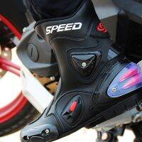 ใน StockMotorcycle Boot หนังไมโครไฟเบอร์ Botas รองเท้าขี่ Racing Boots