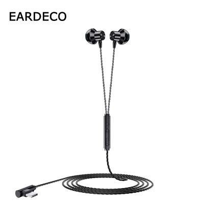 EARDECO Genuine Wired Headphones Wired Earphone L Curved Plug Earbuds with HD Microphone Noise Canceling Sport Headset for Phone