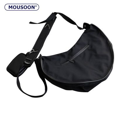 ☢ MOSUOON กระเป๋าสะพายข้างผู้ชายไนลอนกันน้ำสบาย ๆ เรียบง่ายกระเป๋าทรงเกี๊ยวแฟชั่น