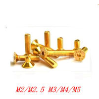 10-20ชิ้น M2 M2.5 M3 M4 M5 Countersunk หัวแบน Hex หกเหลี่ยมซ็อกเก็ตสกรูโลหะผสมเหล็กไทเทเนียมชุบทองสกรู