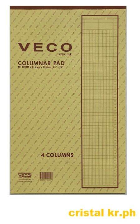 Columnar Pad (4 columns) Veco 8.5x14 50sheets per pad | Lazada PH