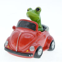 MYBLUE Kawaii Garden Animal Resin Cool Drive Car Frog Figurine Miniatures Nordic Home Room Decoration Accessories Gift