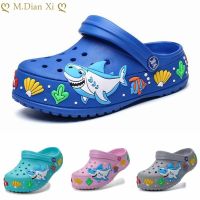 2022 New Children Sandals Summer Hole Shoes Rubber Kids Shark Garden Shoes for Boy Girl Beach Flat Slippers