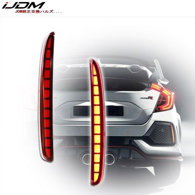 Ijdm สำหรับ Honda Civic Hatchback 2016 2017 2018 Multi-Ftion LED ด้านหลังกันชนด้านหลังหมอกโคมไฟหลอดไฟอัตโนมัติเบรคสะท้อนแสง