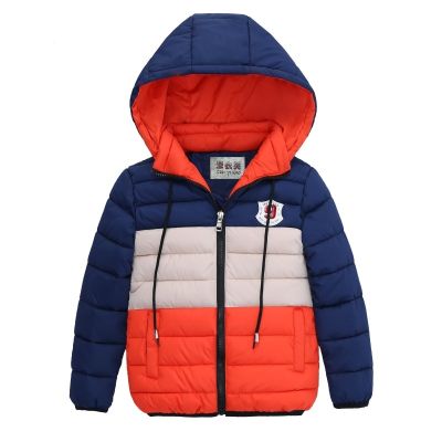 4-8 Years Old Winter Thick Warm Hooded Boys Jacket Fashion Striped Zipper Down Outerwear For Kids Children Birthday Present