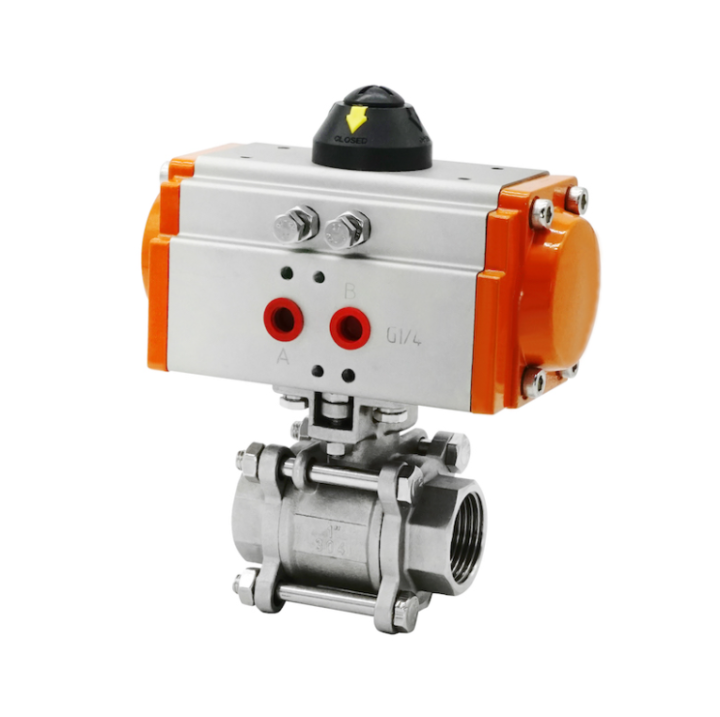 DN65(GT) Q611F-16P pneumatic AT304 stainless steel threaded ball valve ...