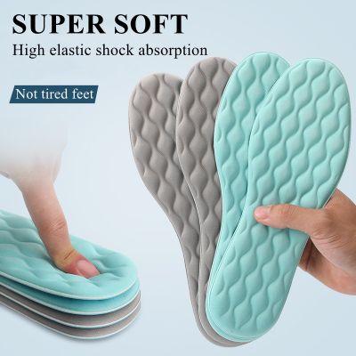 1Pair Latex Massage Insoles for Shoes Comfortable Breathable Sweat Absorbing Deodorant Shock Absorption Mens Womens Shoe Pads