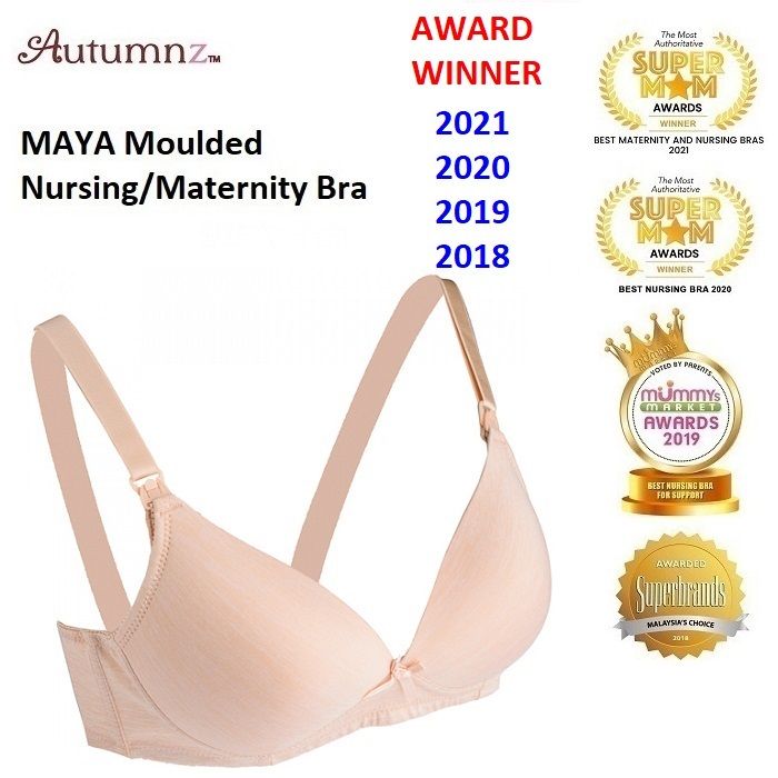 Autumnz Maya Moulded Maternity / Nursing Bra (No Underwire) *AWARD WINNER  2021/2020/2019/2018* - Melange Nude