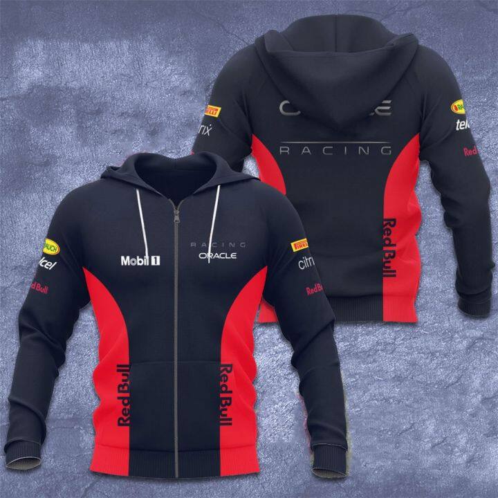 2023new-สเวตเตอร์ผู้ชาย-racin-สูตร-f1-3d-สีแดงพิมพ์ลายเสื้อลำลองเสื้อสวมหัวลายวัวสำหรับเด็ก