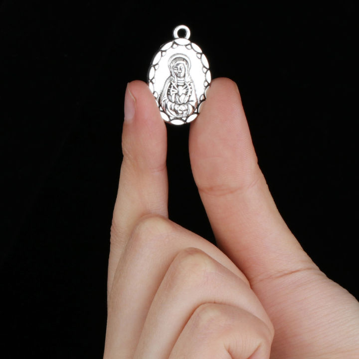กางเขนคาทอลิกจี้ประดับใบหน้าสไตล์อิตาลีอันบริสุทธิ์ของผู้หญิงจี้รูปไม้กางเขนขนาดเล็กพวงกุญแจ-diy-ของตกแต่งงานฝีมือ