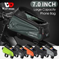 ♂ WEST BIKING Waterproof Bicycle Bag 7.0 Inch Sensitive Touch Screen Phone Bag MTB Road Bike Front Frame Bag Cycling Accessories