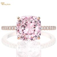 Wong Rain 100 925 Sterling Silver Created Moissanite Sapphire Gemstone Wedding Engagement Rose Gold Ring Fine Jewelry Wholesale