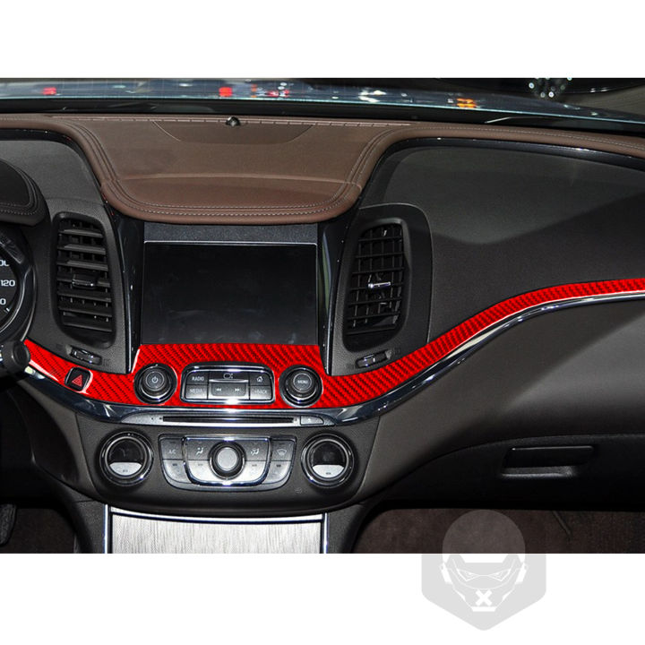 คอนโซลกลางแผงวิทยุฝาครอบสติกเกอร์คาร์บอนไฟเบอร์สำหรับ-chevrolet-impala-2014-up-trim-strip-อุปกรณ์ตกแต่งภายในรถยนต์