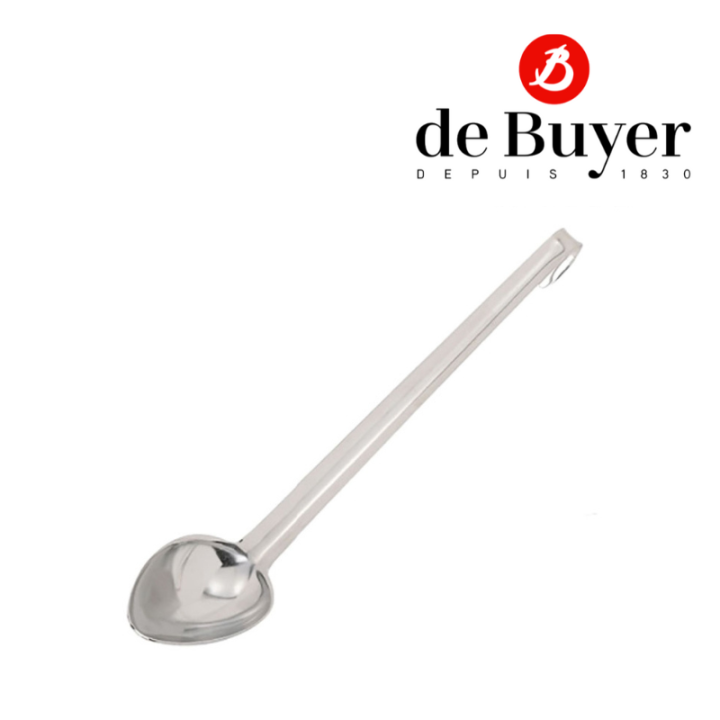 de-buyer-3982-10-st-steel-btraight-dasting-spoon-green-ทัพพียาว