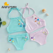 ANFUTON Trẻ Em Em Bé Bé Gái 2 Chiếc Đồ Bơi Bộ Bikini Băng Quấn Không Tay