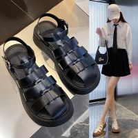 【AZAZ】☃✜ Sponge thick bottom sandals women 2023 summer new hollow out breathable comfortable joker contracted Roman sandals