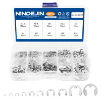 NINDEJIN 430 pcs e-clip Assortment Kit M1.2-M10 สแตนเลสเหล็กคาร์บอนแหวนสแน็ปเครื่องซักผ้ารูปตัว E ภายนอกแหวนยึด - GONGXI