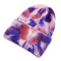 Uni Cool Winter Acrylic Stretch Knit Sport Windproof Warm Short Melon Cap Men Women Gradient Tie Dye Hat Skullies Beanies R80