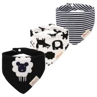 、‘】【= Cotton Cartoon Baby Bibs 3Pcs Bandana Set Triangle Newborn Infant Boys Saliva Towel Baby Burp Cloth Drool Bibs Dropshipping