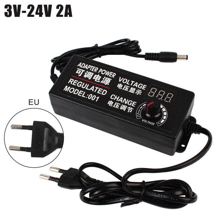 adjustable-3v-24v-2a-ac-dc-adapter-eu-plug-display-screen-plastic-voltage-regulated-power-supply-adatpers-8-pcs-connectors-cables-converters