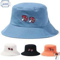 Topi Bucket เห็ดหมวกครีมกันแดดกลางแจ้งน่ารักผ้าคอตตอนพับได้แฟชั่นราชินีหมวกชาวประมง