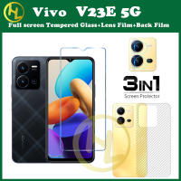 (3in1) สำหรับ Vivo V23e 5กรัมกระจกเทมเปอร์ฟิล์มป้องกัน + เลนส์กล้องถ่ายรูปฟิล์มป้องกัน + คาร์บอนไฟเบอร์ฟิล์มด้านหลัง VIVO V27 V27e V25e V25 V25Pro V23 5กรัม V21 V21e V19 V17 V15ป้องกันหน้าจอ