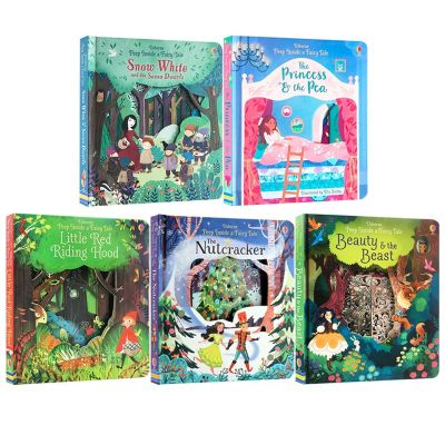 Peep inside a fairy tale Tale series 5 original Usborne English picture books enlightenment cognition three-dimensional mechanism flipping cardboard hole Book snow white little red riding hood