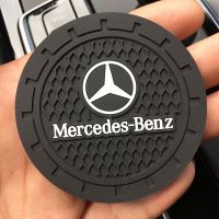 ซิลิโคนถาดรองแก้วน้ำรถกันลื่นเสื่อรองแก้วสำหรับ Mercedes Benz AMG A B R G Class GLK GLA C200 E200อุปกรณ์เสริมรถยนต์