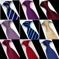 ﹊✟ﺴ Striped Blue Ties for Men 8cm Silk Tie Red Polka Dot Mens Slim Neckties Pureple Plaid Neck Tie Paisley Man Wedding Necktie A043