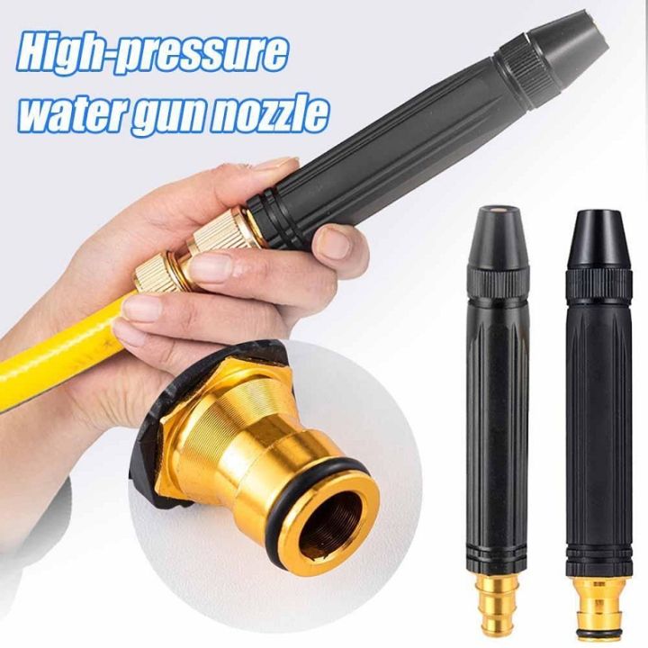 High Power Pressure Water Pun Spray Nozzle Metal Adjustable Nozzle Garden  Hose Sprinkler Washer Car Wash Watering Gun Garden Irrigation Cleaning  System Tools