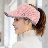 New Women Color Matching Casual Winter Hat Letter Empty Top Cap For Female Knitted Hat