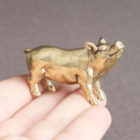 Mlinstudio Retro Brass Pig Figurine รูปปั้นสัตว์โบราณรูปแบบหมูของเล่นเครื่องประดับเดสก์ท็อปสำหรับโฮมออฟฟิศ