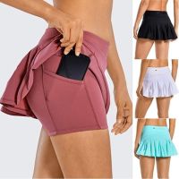 Women Tennis Skorts Sport Athletic Yoga Shorts Skirt Solid Color Anti Exposure Fitness High Waist Shorts Female Sportswear