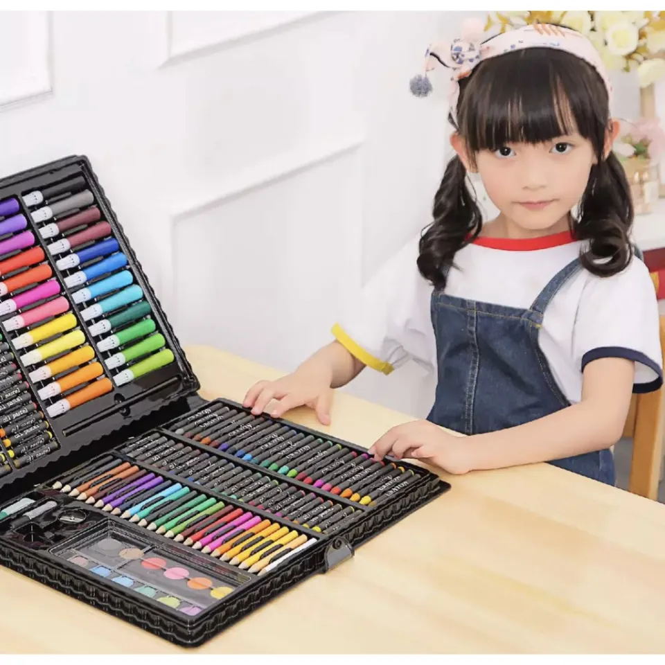 HappyDeals Super Mega Kid's ART Coloring Set  168 Pcs Super Mega Kid's ART Coloring  Set 168 Pcs Children Drawing Set Water Color Pen Crayon Oil Pastel Painting  Drawing Tool Art supplies