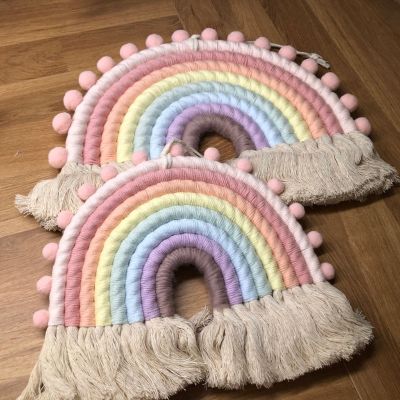 1Pc Nordic Woven 8 Lines Rainbow Tapestry Wall Hanging Living Room Bedroom Color Pendant Decoration Wall Hanging Home Decoration