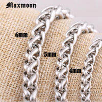 Maxmoon ถักกระดูกงูข้าวสาลีสร้อยข้อมือสแตนเลส456มิลลิเมตร Diy เครื่องประดับกำไลข้อมือสำหรับผู้ชายผู้หญิงที่มีคุณภาพสูงขายส่ง