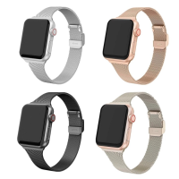 Slim Milanese Metal Band For Apple Watch Ultra 49mm 45mm 41 Stainless Steel Correa Strap For iWatch 8 7 Band 44mm 42mm 38mm 40mm