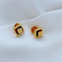 Retro Woman Stud Earrings Court Style Amber Tortoiseshell Square Buoy Design Luxury Fashion EarringsTH