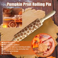 Wooden Halloween Embossing Rolling Pins With Patterns Wooden Roller Pumpkin Embossed Carved Rolling Pin Cookies Kitchen Tools Bread  Cake Cookie Acces