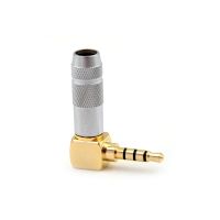 New 4 Pole Male Plug 3.5mm Angled Audio Connector Silver Stereo 3.5mm 4 Pole 90 Degree Repair Headphone Jack Plug Cable Solder