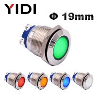 19mm Metal LED Indicator Light Red Green Blue Yellow White LED 12V 24V 220V Waterproof Chrome Pilot Light Signal Lamp