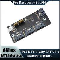 For Raspberry Pi CM4 Extension Board PCI-E to 4-Way SATA3.0 Extension Board 6Gbps High-Speed SATA Interface Supports CM4