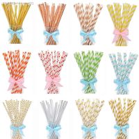 ┋ 25pcs Gold Rose Gold Silver Paper Straws Wedding Favors Star Fruit Drinking Straws Birthday Party Decoration Kids Party Supplies