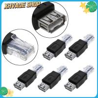 XHVAQE 1/3/5ชิ้นตัวแปลงตัวเชื่อมต่อเครือข่าย LAN อะแดปเตอร์อีเทอร์เน็ตเราเตอร์ USB แบบพิมพ์ตัวเมียเป็น RJ45ปลั๊กตัวผู้