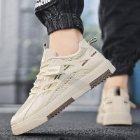 Mens shoes 2023 new summer breathable thin flat shoes mesh casual sports youth Internet celebrity popular trendy shoes 【JYUE】