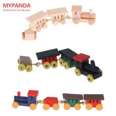 1/12 Dollhouse Miniature Accessories For Doll House Decoration Mini Colorful Wooden Train Simulation Model Toys