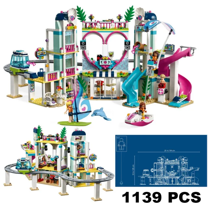 Đồ Chơi Lắp Ráp Kiểu LEGO Friends Cho Bé Gái Mô Hình Công Viên Nước Thành Phố Heart Lake City Resort 90003 Với 1139 Mảnh Ghép