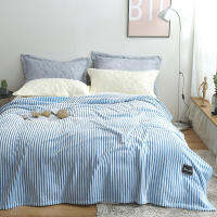 Bonenjoy Plaid for Sofa Striped Blue Color Flannle Coral Fleece Blankets for Beds SingleQueenKing Size Warm Thick Thow Blanket